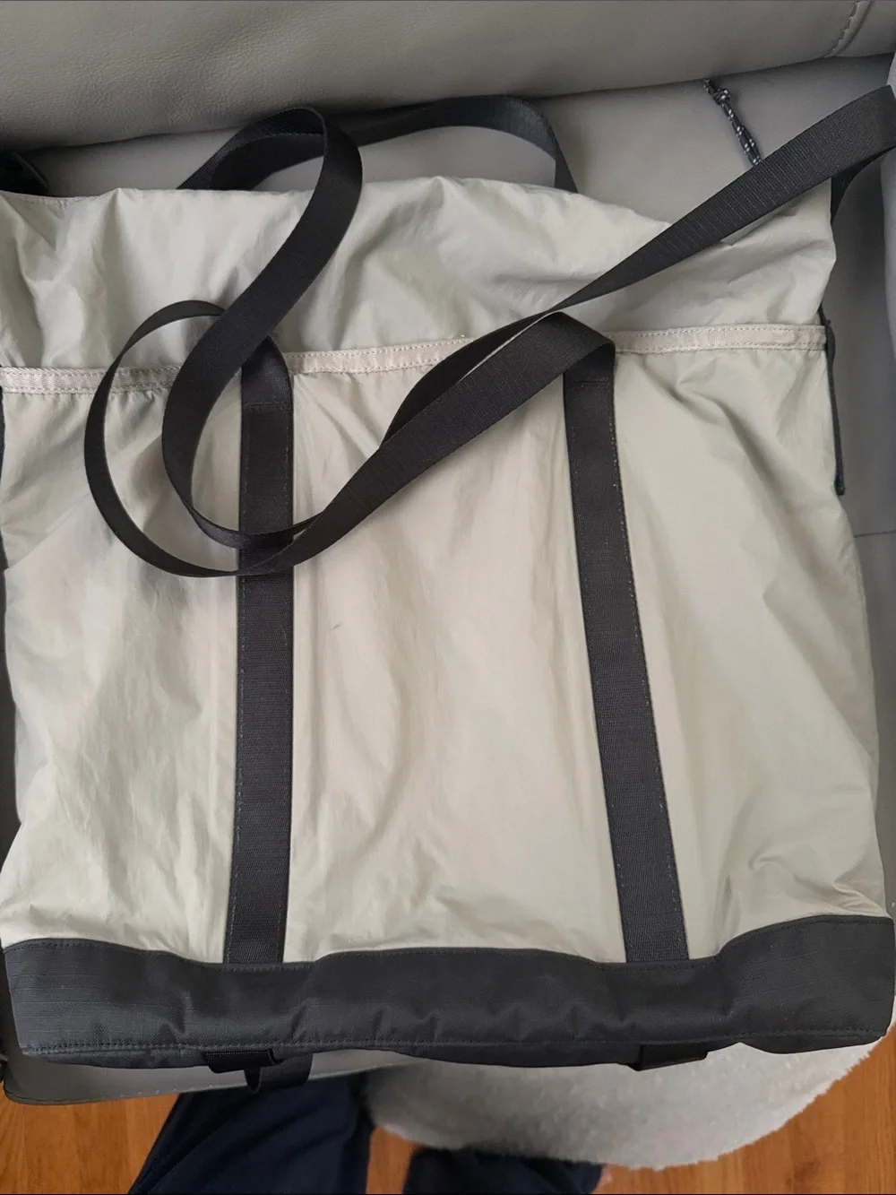 lululemon athletica Light Gray Duffel Tote with Black Straps